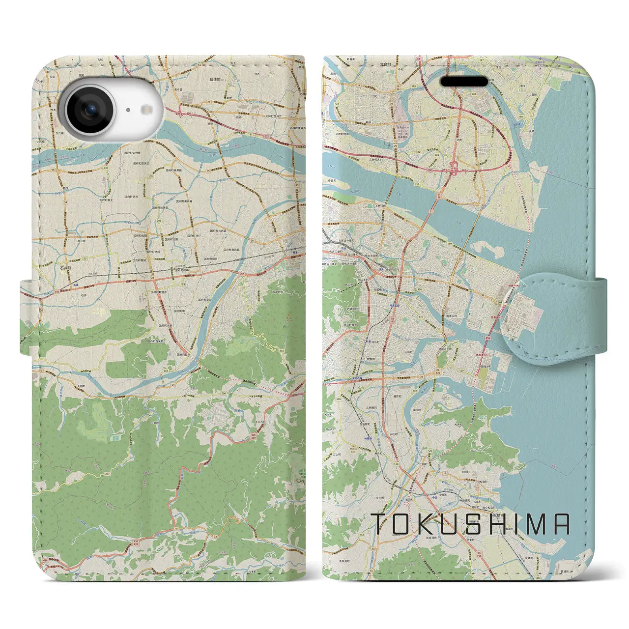 【徳島(徳島県)】地図柄iPhoneケース(手帳タイプ)