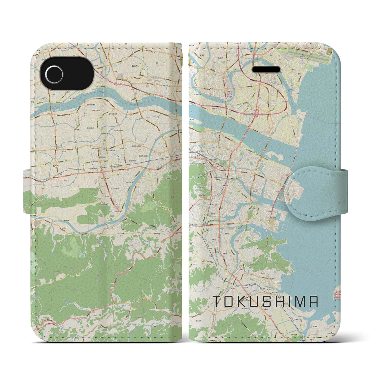 【徳島(徳島県)】地図柄iPhoneケース(手帳タイプ)