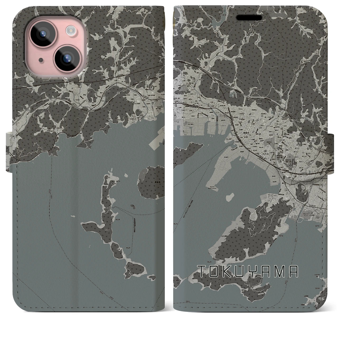 【徳山(山口県)】地図柄iPhoneケース(手帳タイプ)