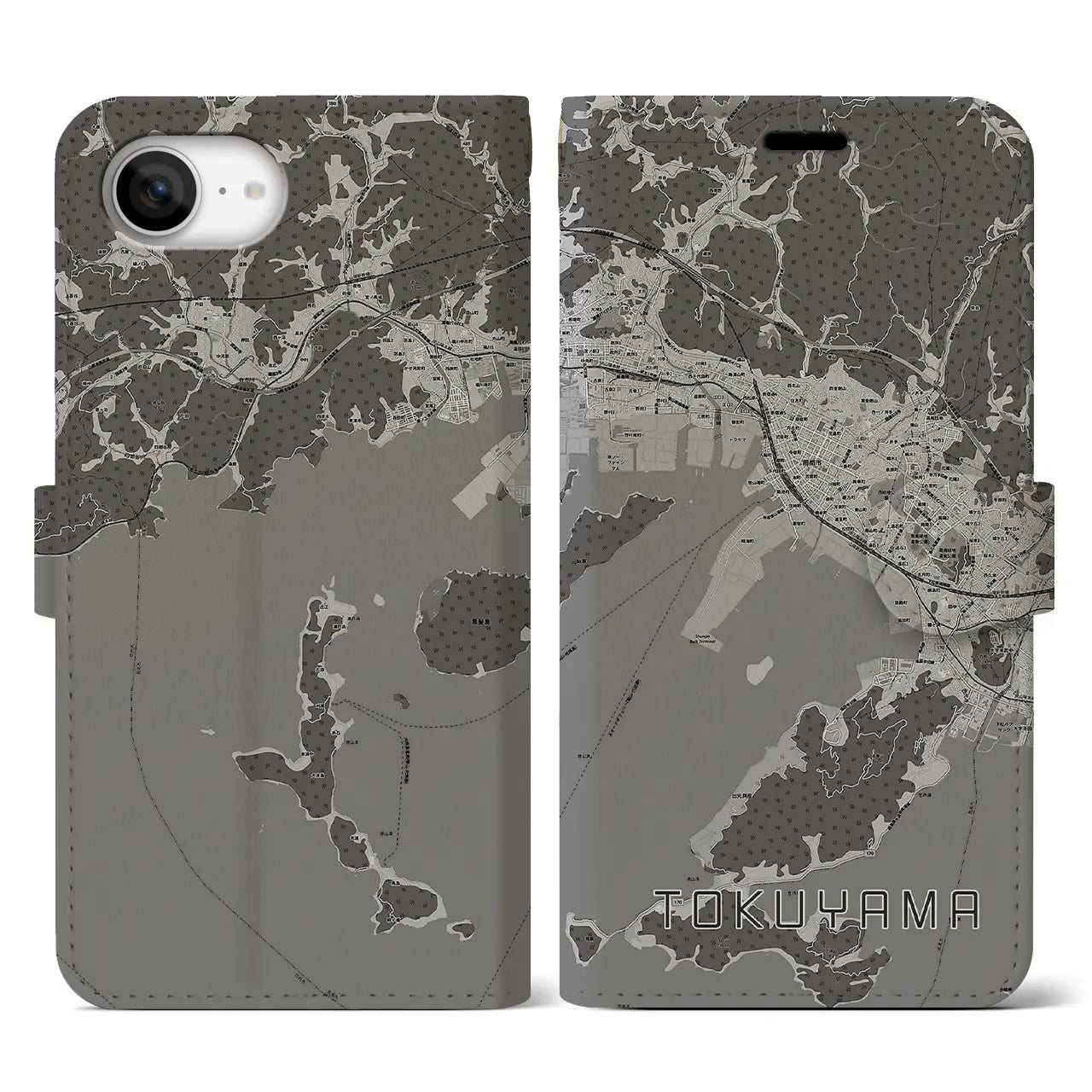 【徳山(山口県)】地図柄iPhoneケース(手帳タイプ)