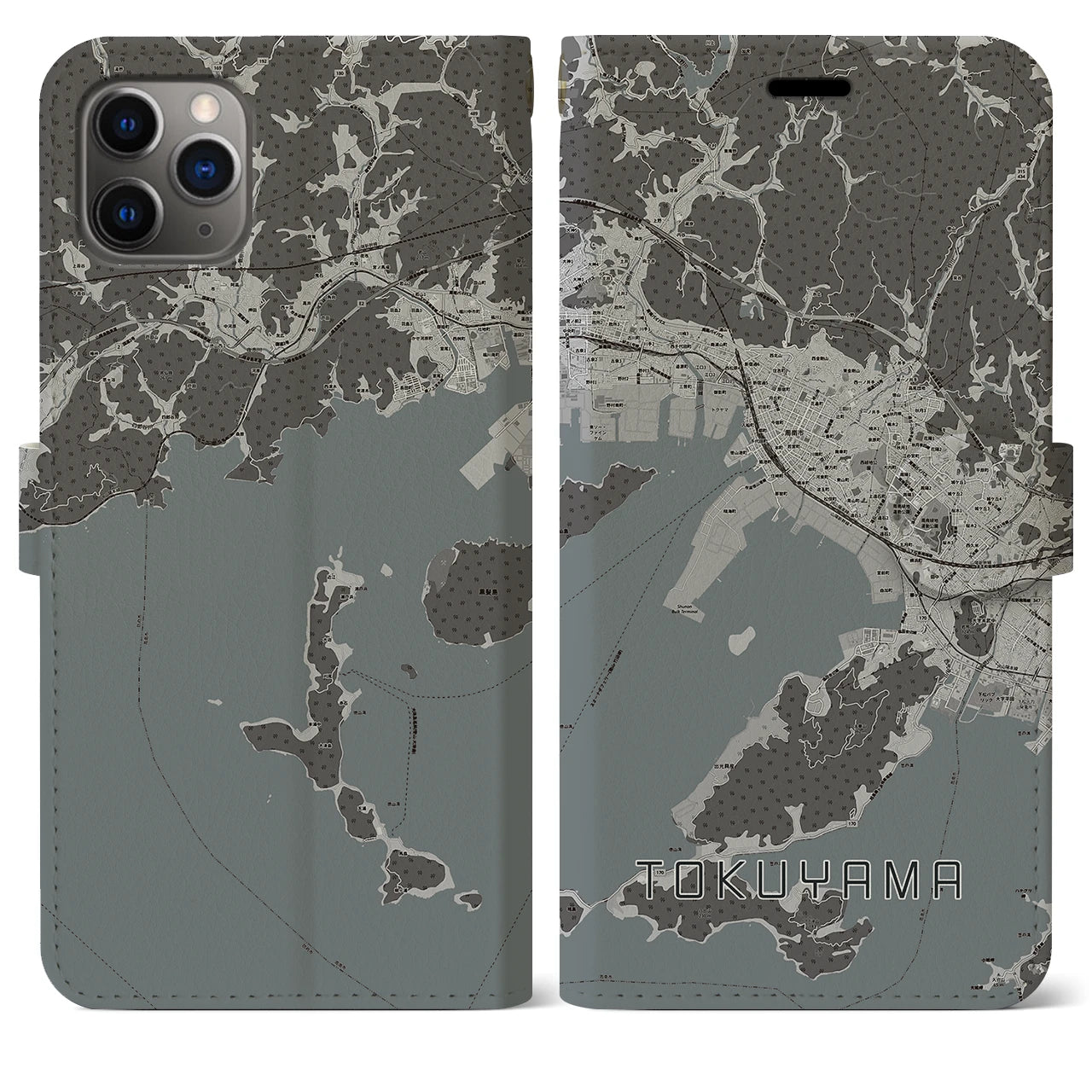 【徳山(山口県)】地図柄iPhoneケース(手帳タイプ)