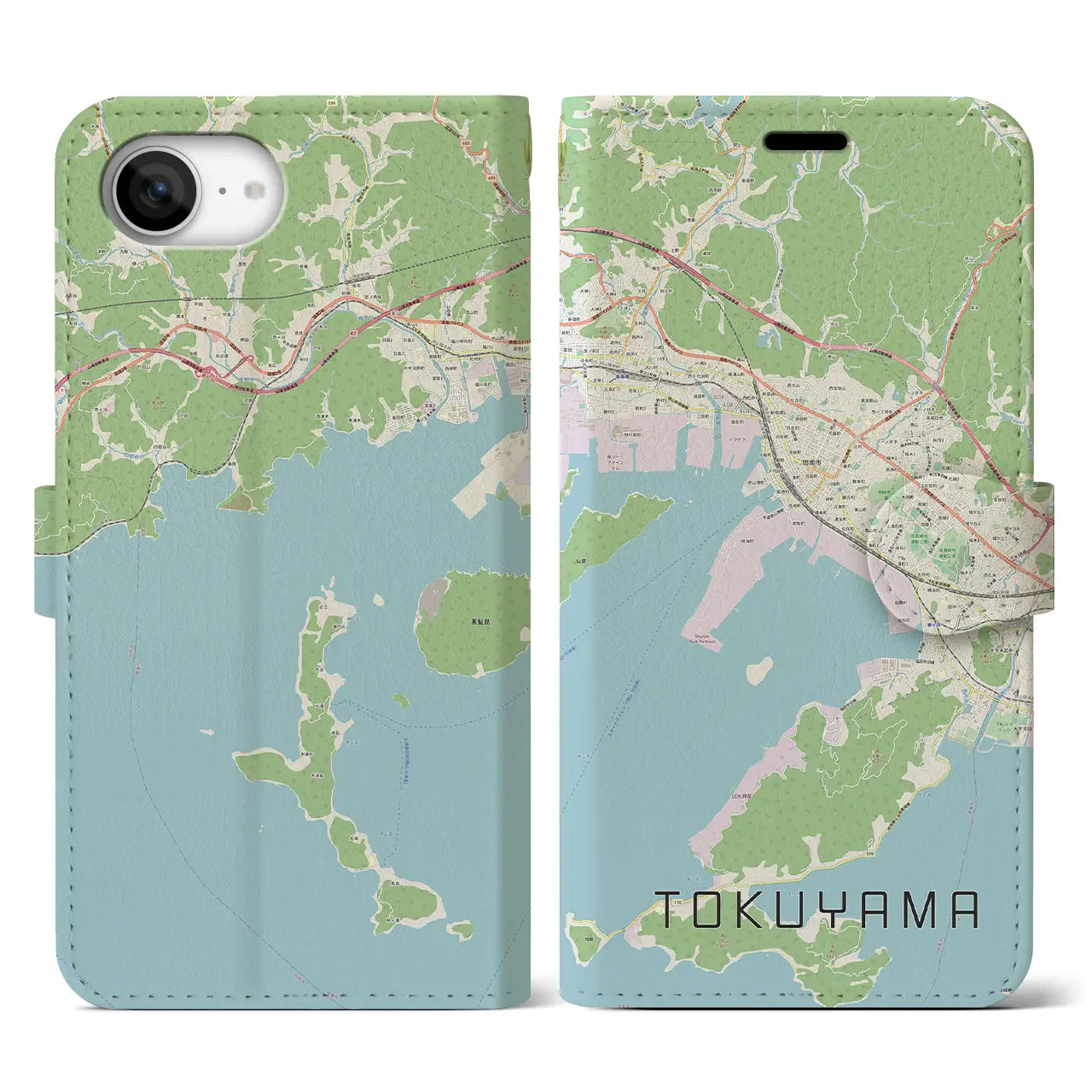 【徳山(山口県)】地図柄iPhoneケース(手帳タイプ)