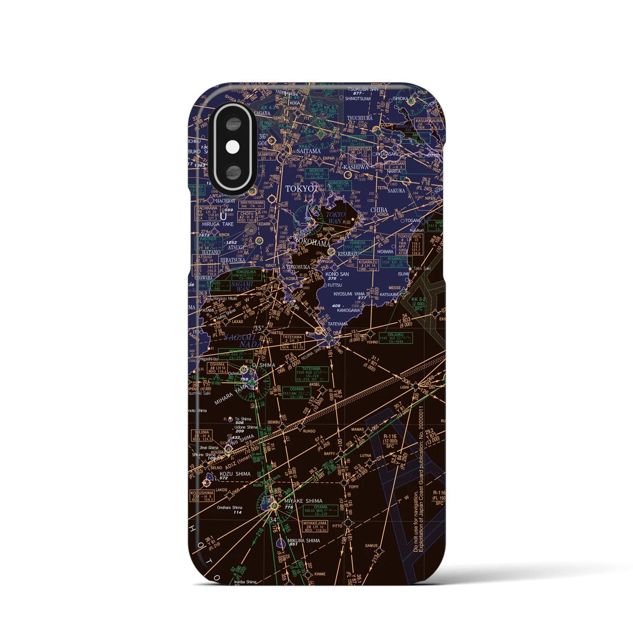 【東京航空図(東京都)】航空図iPhoneケース(バックカバータイプ)