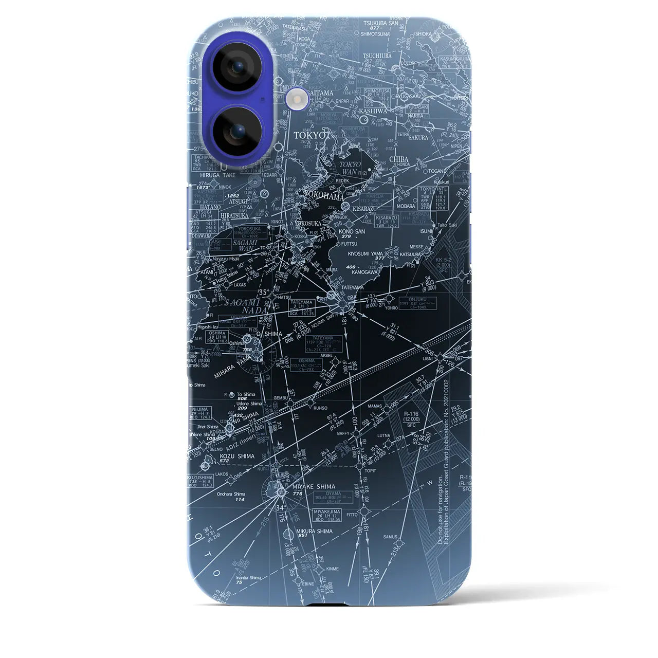 【東京航空図(東京都)】航空図iPhoneケース(バックカバータイプ)ナイトフライト・iPhone 16 Pro Max 用