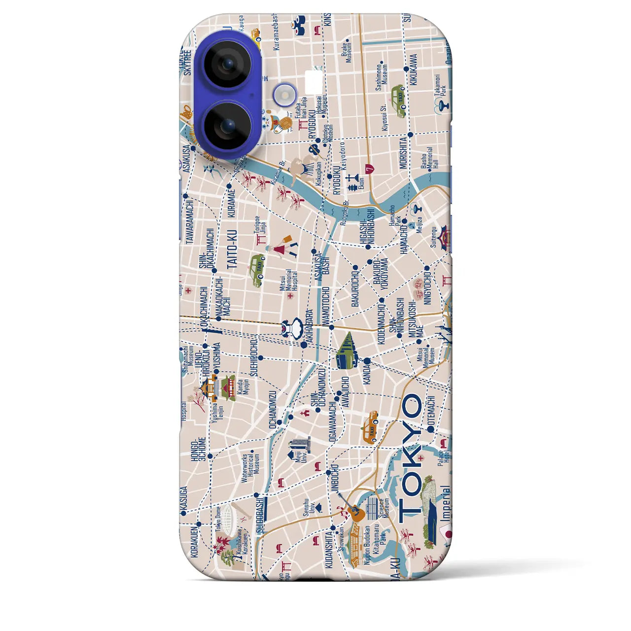 【東京都心東部(イラスト)】イラストマップiPhoneケース(バックカバータイプ)ダーク・iPhone 16 Pro Max 用