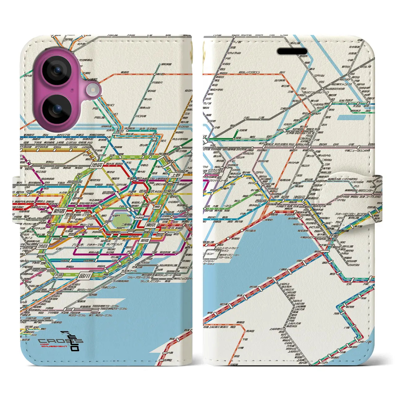 【東京東部路線図(東京都)】路線図iPhoneケース(手帳タイプ)ホワイト・iPhone 16 Pro 用