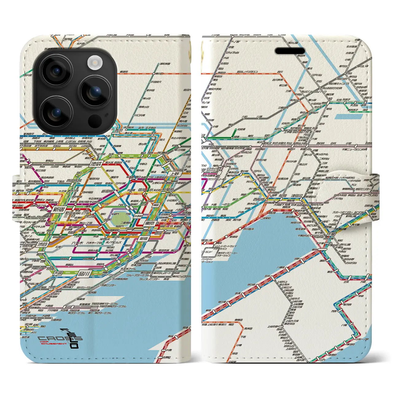 【東京東部路線図(東京都)】路線図iPhoneケース(手帳タイプ)ホワイト・iPhone 16 用