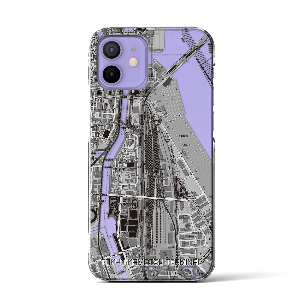【東京貨物ターミナル(東京都)】地図柄iPhoneケース(クリアタイプ)モノトーン・iPhone 12 / 12 Pro 用