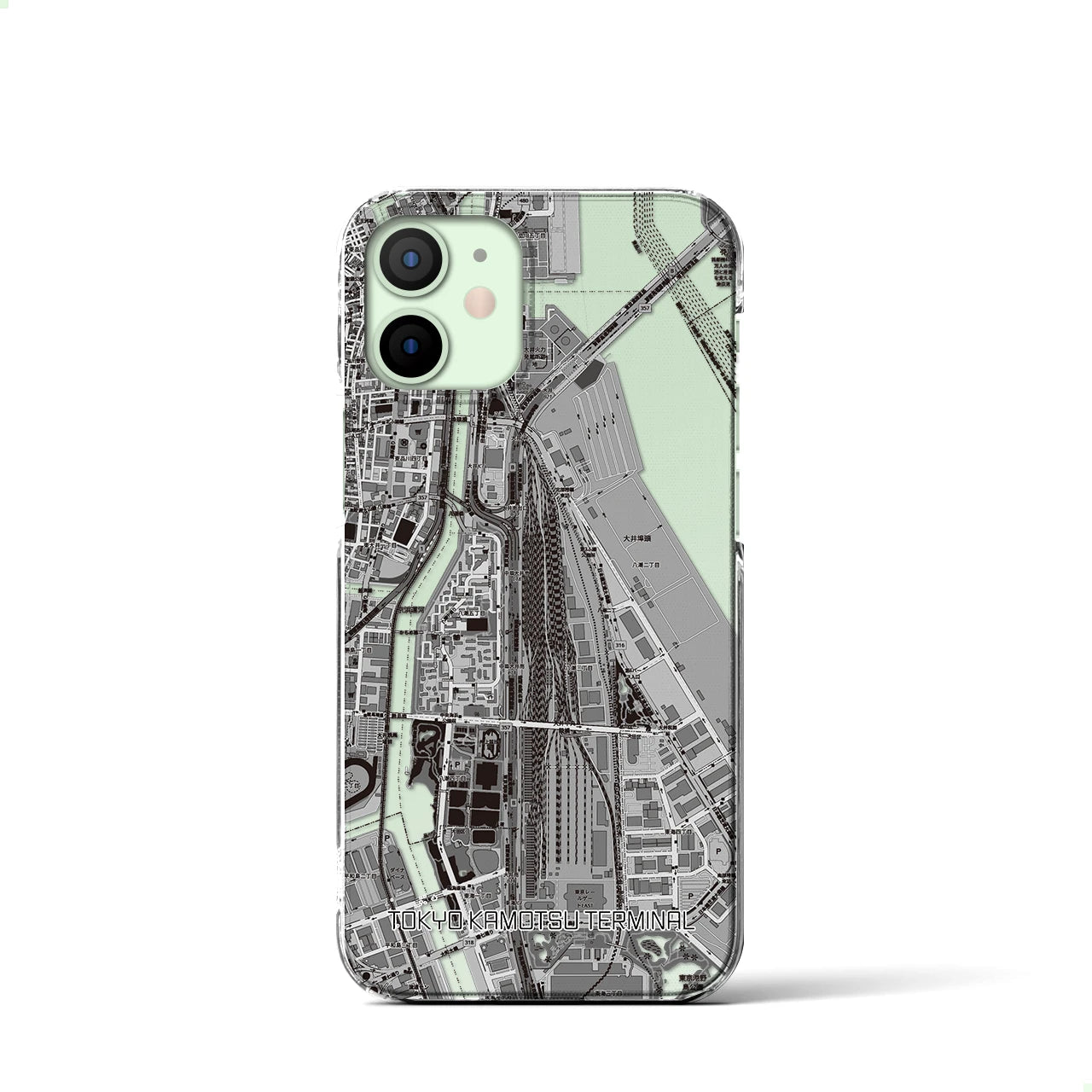 【東京貨物ターミナル(東京都)】地図柄iPhoneケース(クリアタイプ)モノトーン・iPhone 12 mini 用
