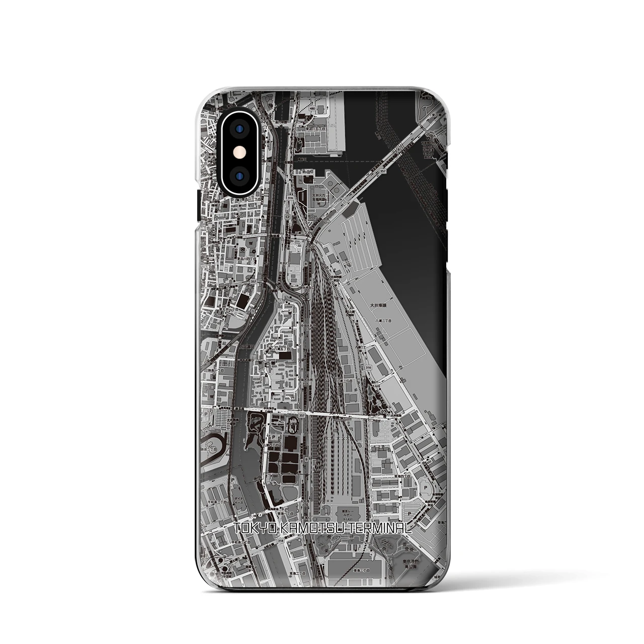 【東京貨物ターミナル(東京都)】地図柄iPhoneケース(クリアタイプ)モノトーン・iPhone XS / X 用