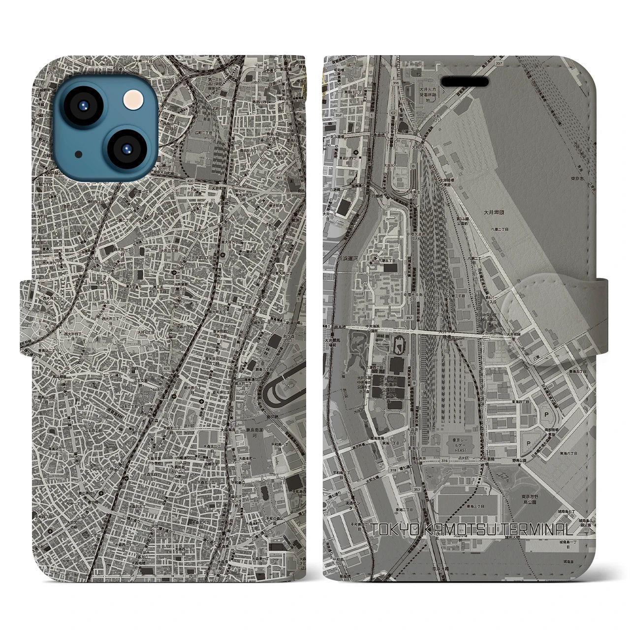 【東京貨物ターミナル(東京都)】地図柄iPhoneケース(手帳タイプ)