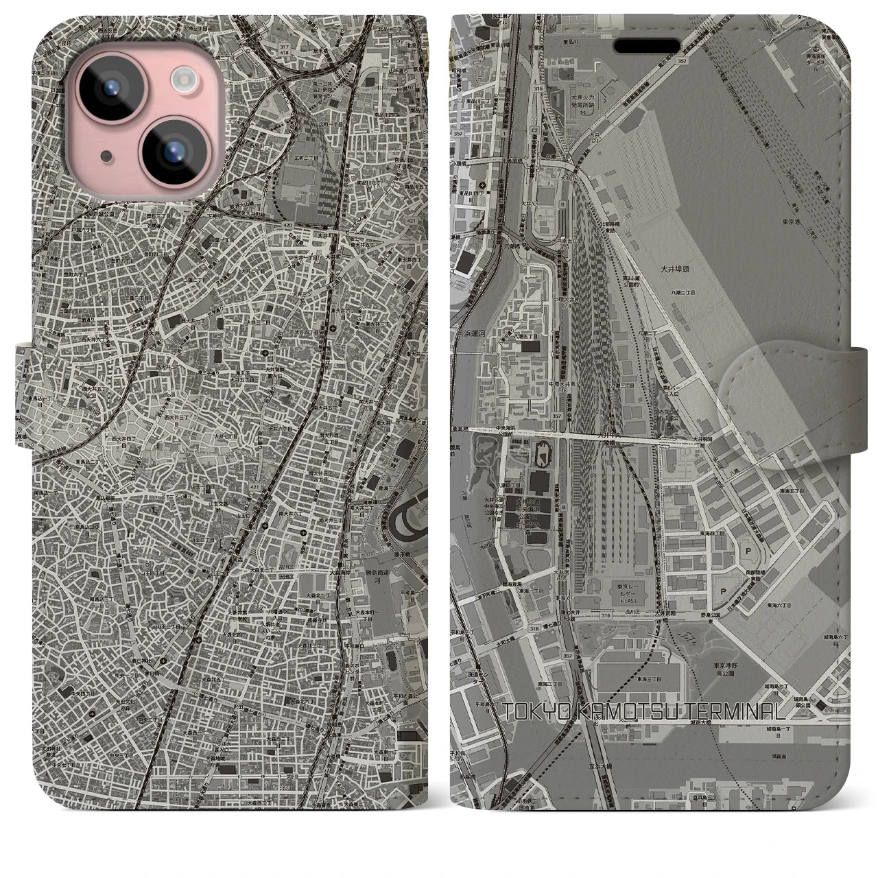 【東京貨物ターミナル(東京都)】地図柄iPhoneケース(手帳タイプ)
