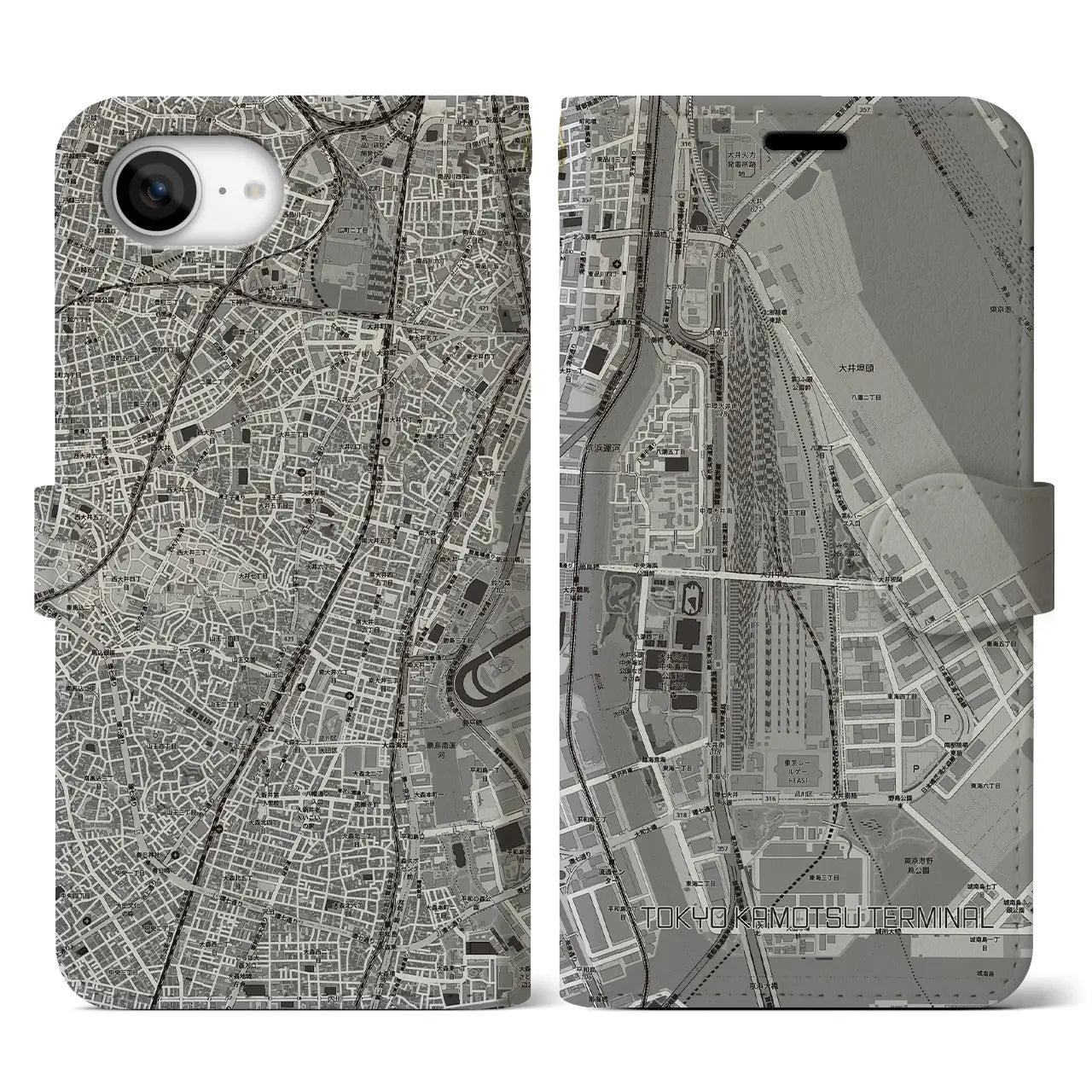 【東京貨物ターミナル(東京都)】地図柄iPhoneケース(手帳タイプ)