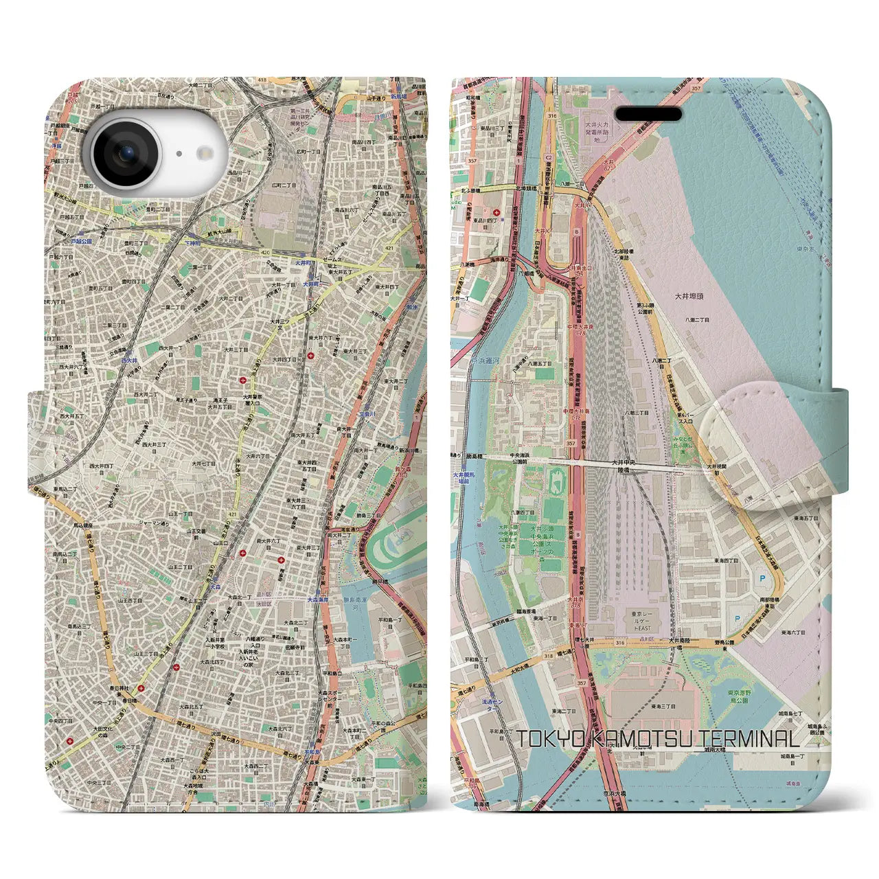 【東京貨物ターミナル(東京都)】地図柄iPhoneケース(手帳タイプ)