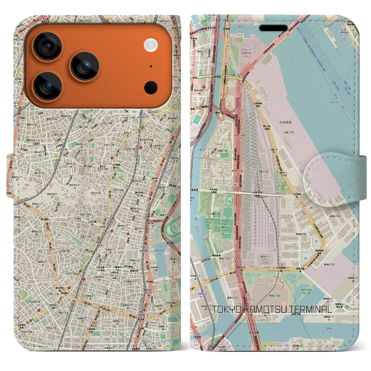【東京貨物ターミナル(東京都)】地図柄iPhoneケース(手帳タイプ)ナチュラル・iPhone 17 Pro Max 用