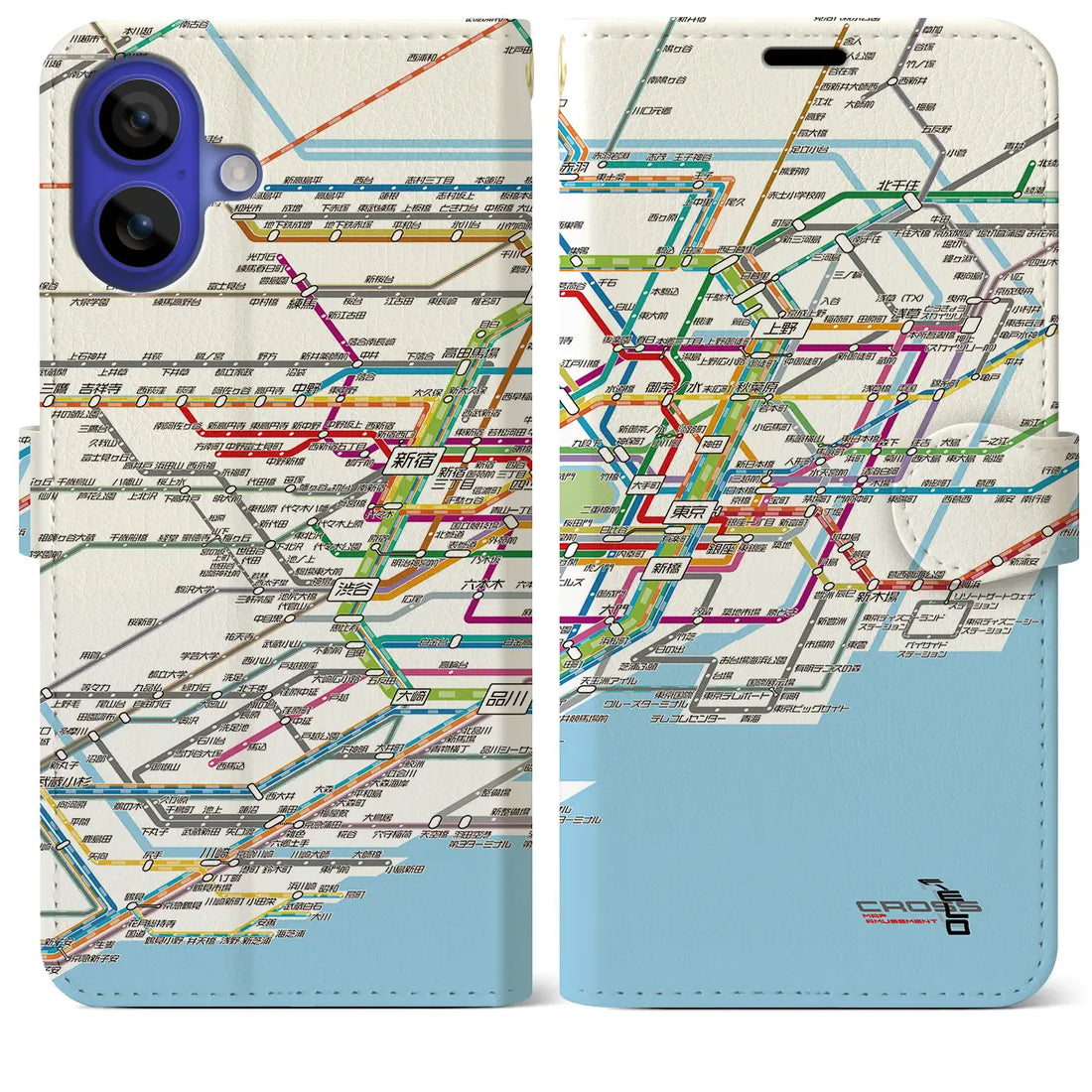 【東京路線図(東京都)】路線図iPhoneケース(手帳タイプ)ホワイト・iPhone 16 Pro Max 用