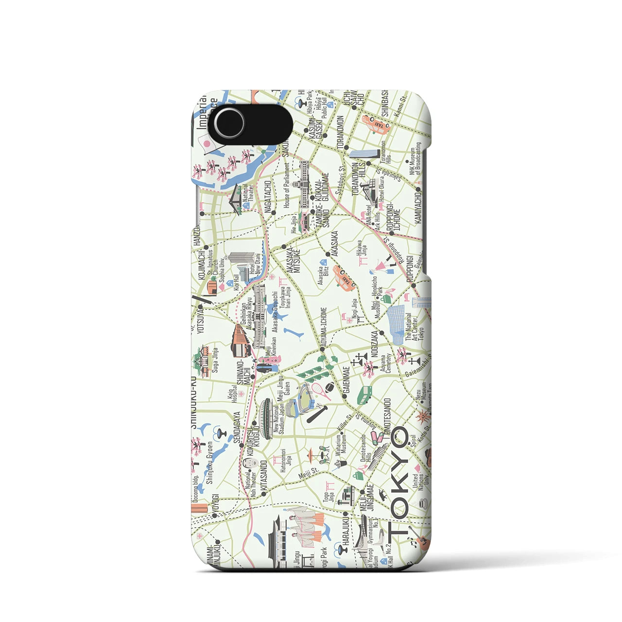 【東京都心西部】イラストマップiPhoneケース(バックカバータイプ)
