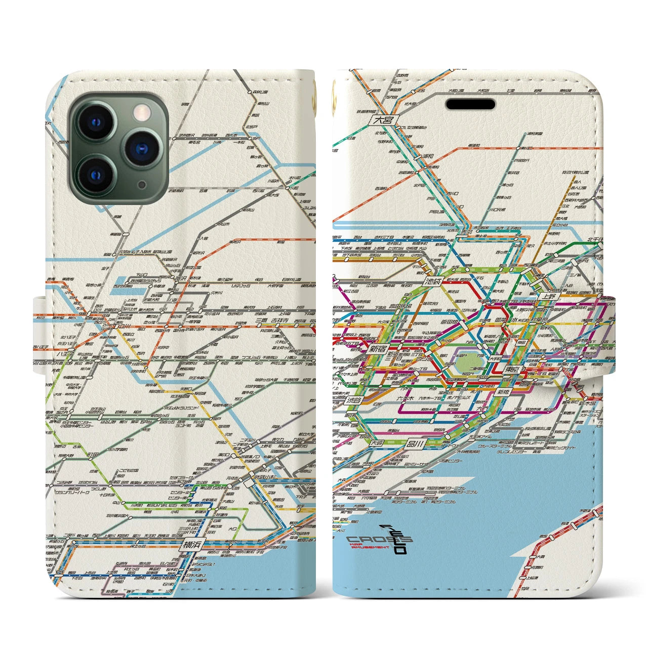 【東京西部路線図(東京都)】路線図iPhoneケース(手帳タイプ)ホワイト・iPhone 11 Pro 用