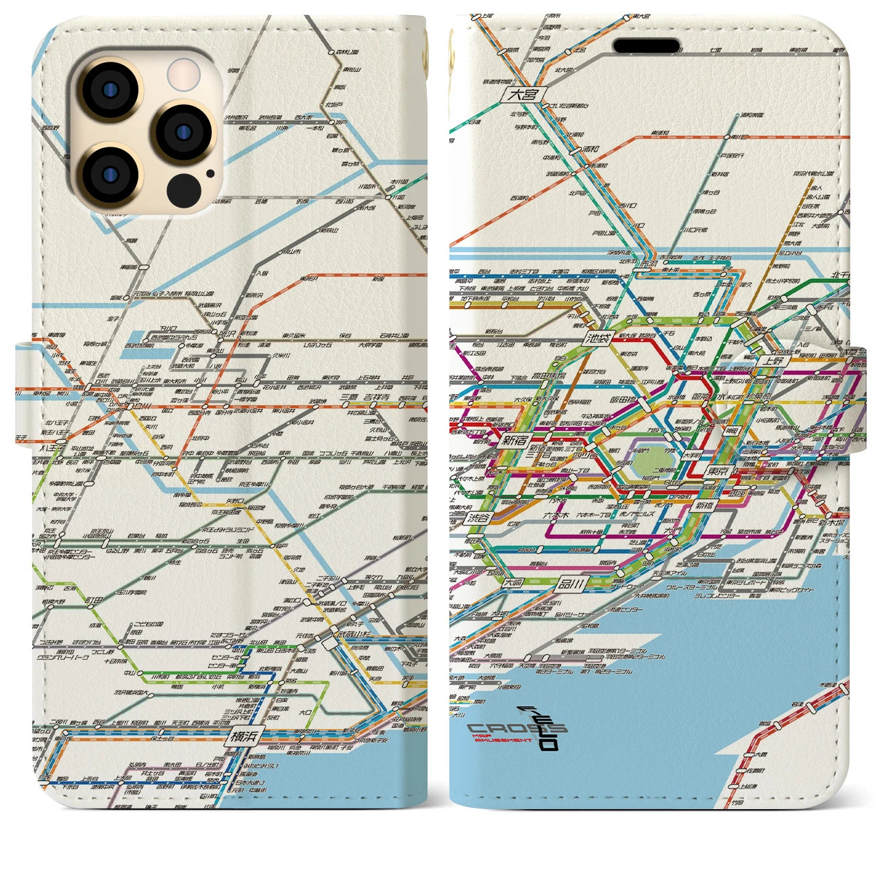 【東京西部路線図(東京都)】路線図iPhoneケース(手帳タイプ)ホワイト・iPhone 12 Pro Max 用