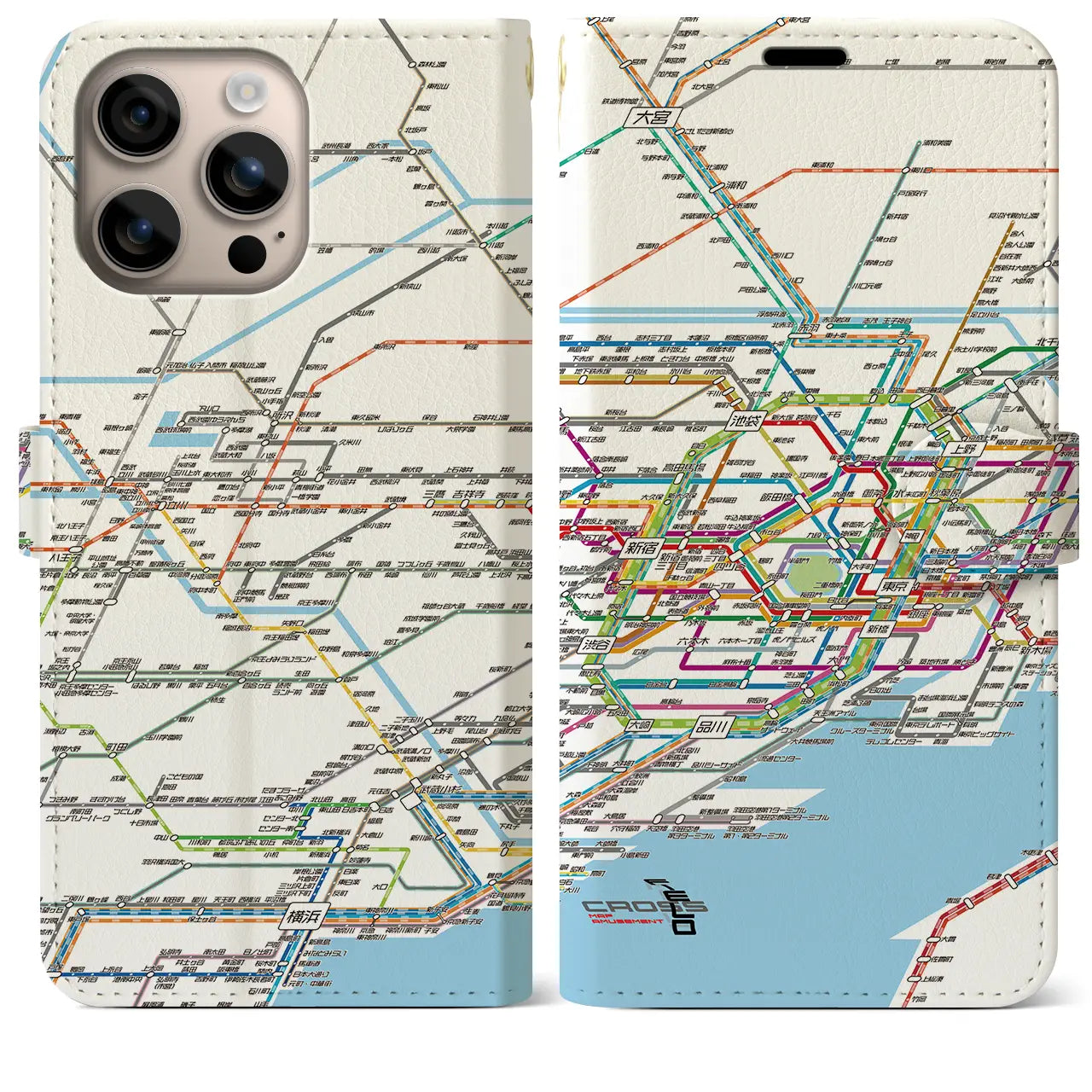【東京西部路線図(東京都)】路線図iPhoneケース(手帳タイプ)ホワイト・iPhone 16 Plus 用