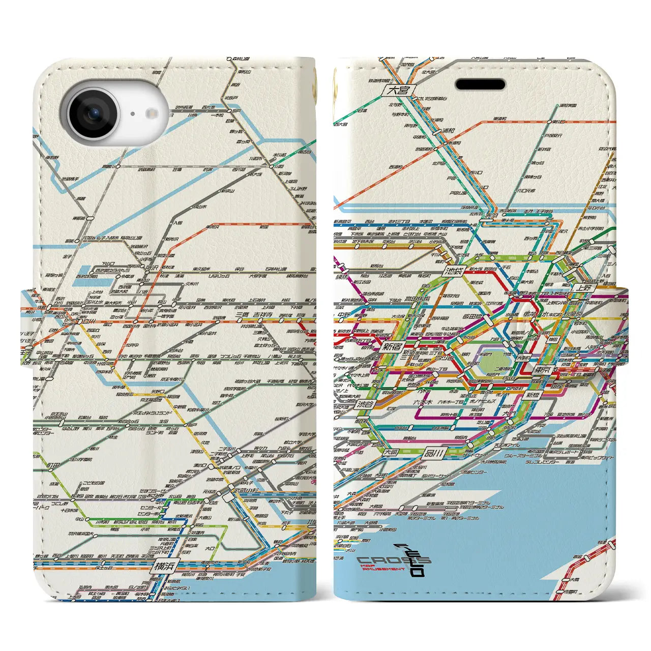 【東京西部路線図(東京都)】路線図iPhoneケース(手帳タイプ)