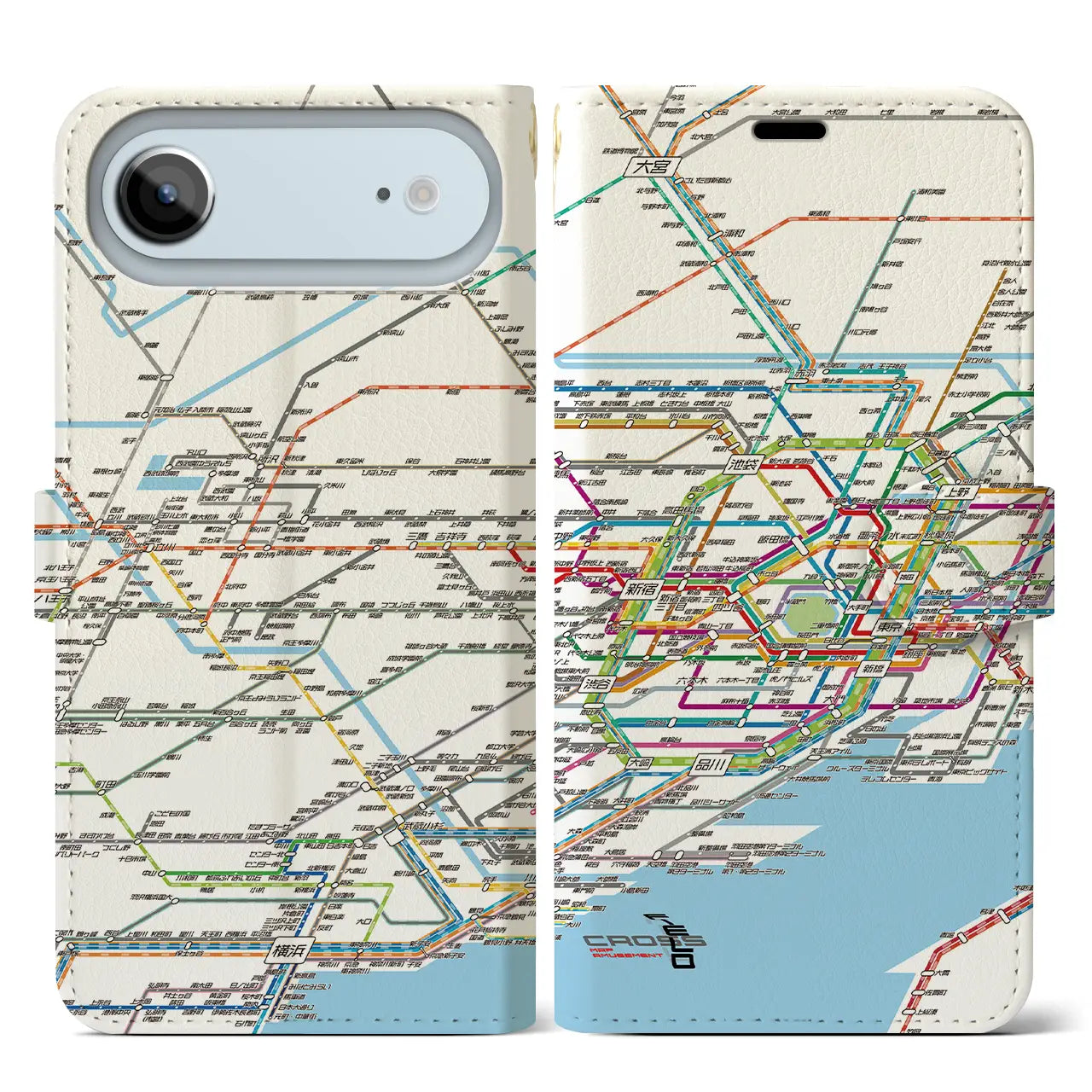 【東京西部路線図(東京都)】路線図iPhoneケース(手帳タイプ)