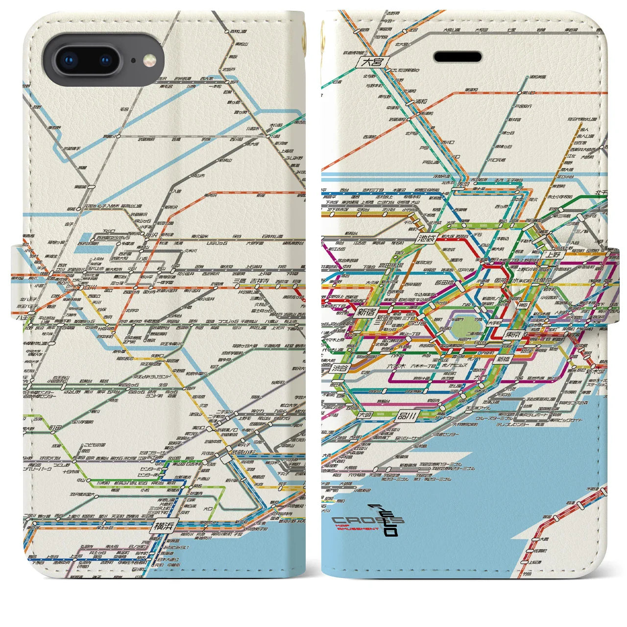 【東京西部路線図(東京都)】路線図iPhoneケース(手帳タイプ)