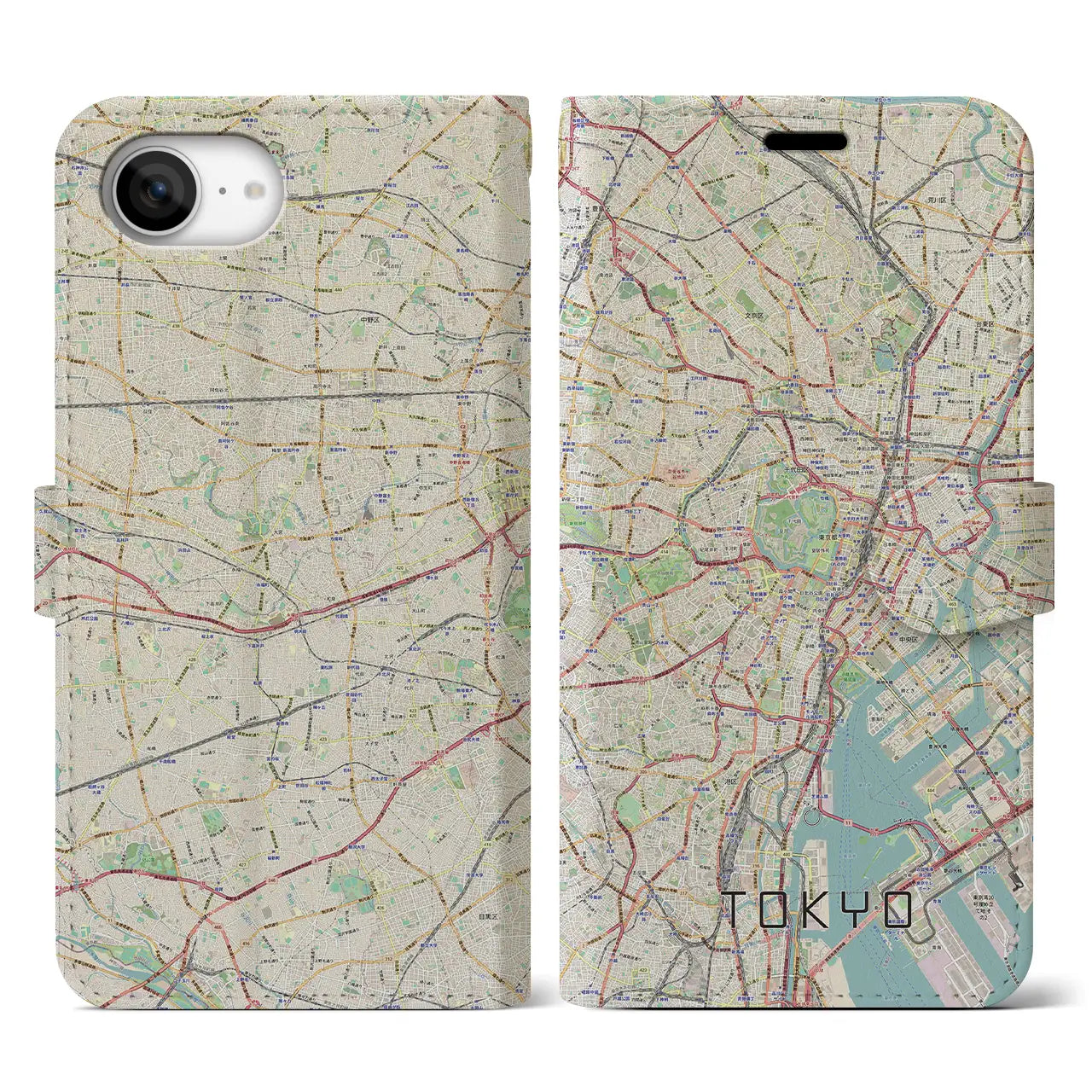 【東京2(東京都)】地図柄iPhoneケース(手帳タイプ)