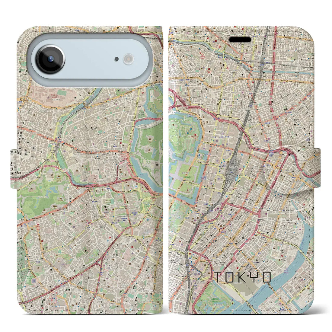 【東京(東京都)】地図柄iPhoneケース(手帳タイプ)ナチュラル・iPhone 17 Pro Max 用