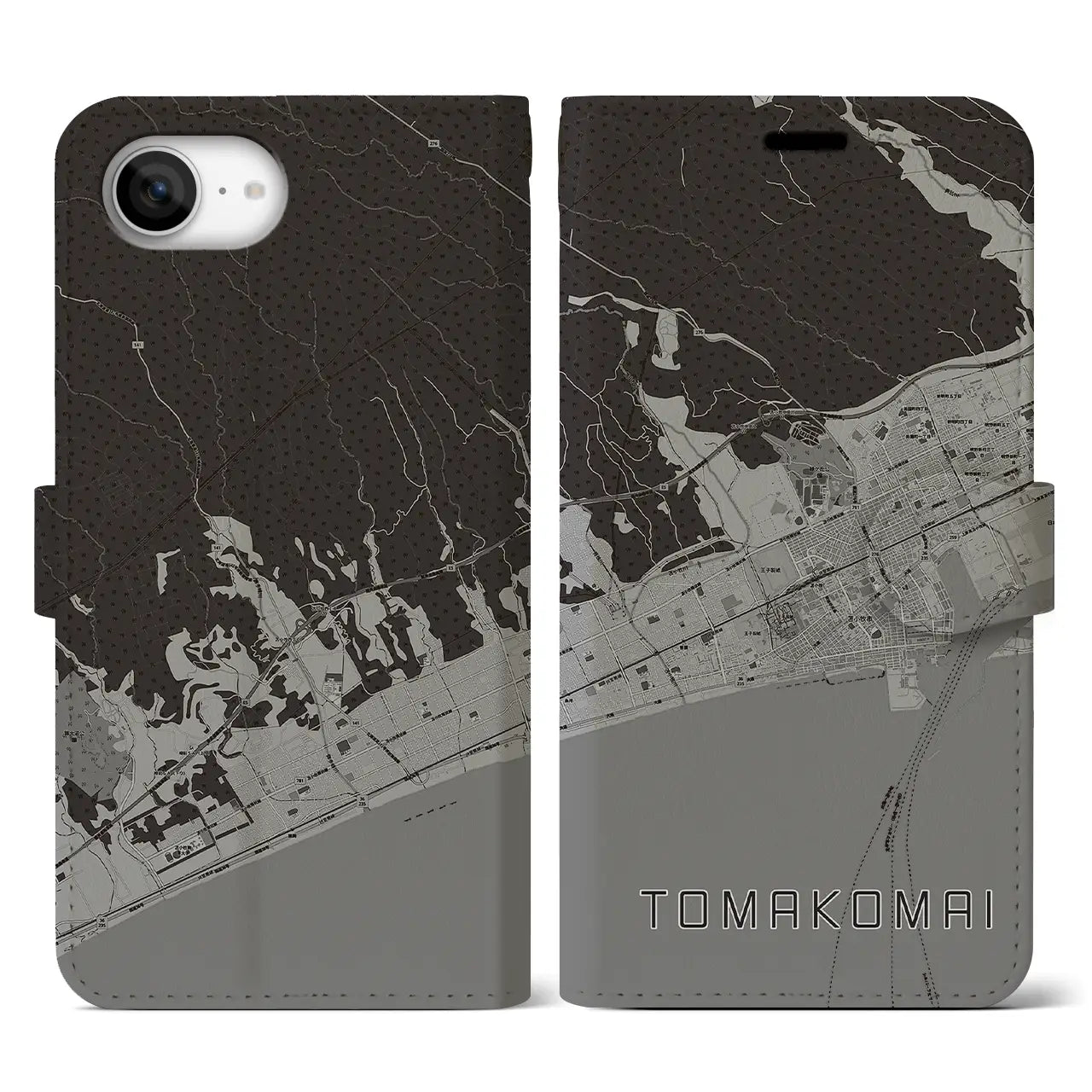 【苫小牧(北海道)】地図柄iPhoneケース(手帳タイプ)