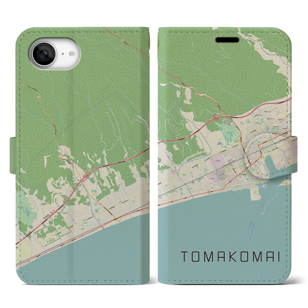 【苫小牧(北海道)】地図柄iPhoneケース(手帳タイプ)