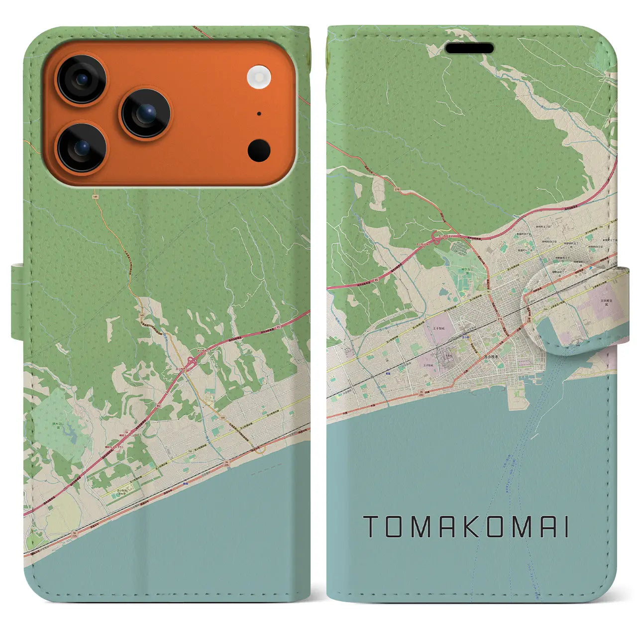 【苫小牧(北海道)】地図柄iPhoneケース(手帳タイプ)