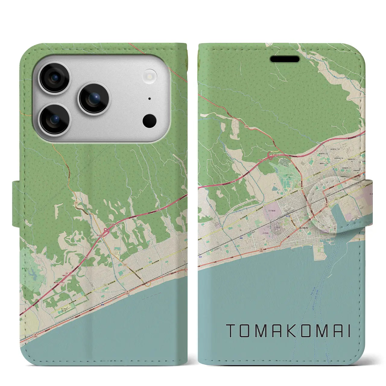 【苫小牧(北海道)】地図柄iPhoneケース(手帳タイプ)