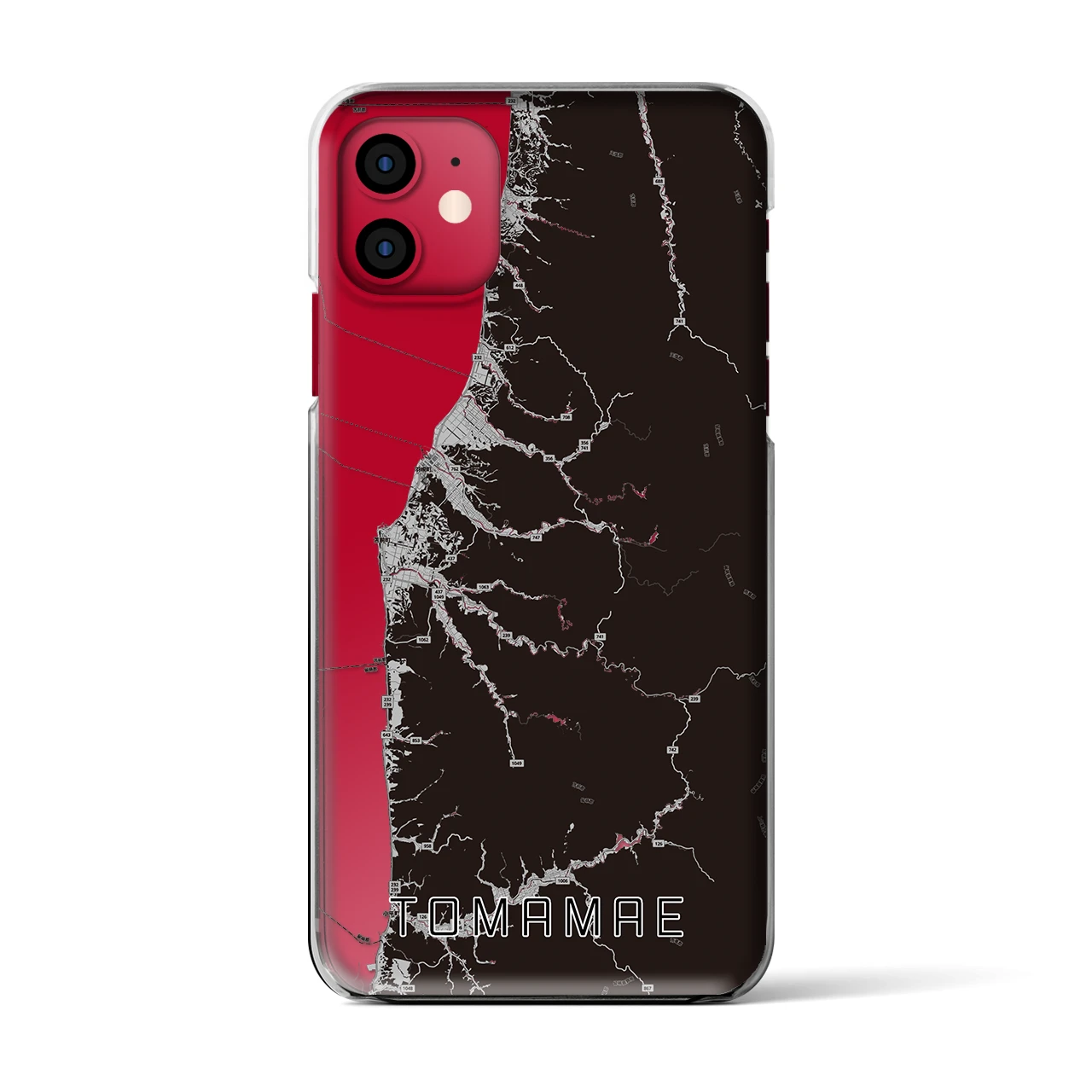 【苫前(北海道)】地図柄iPhoneケース(クリアタイプ)モノトーン・iPhone 11 用