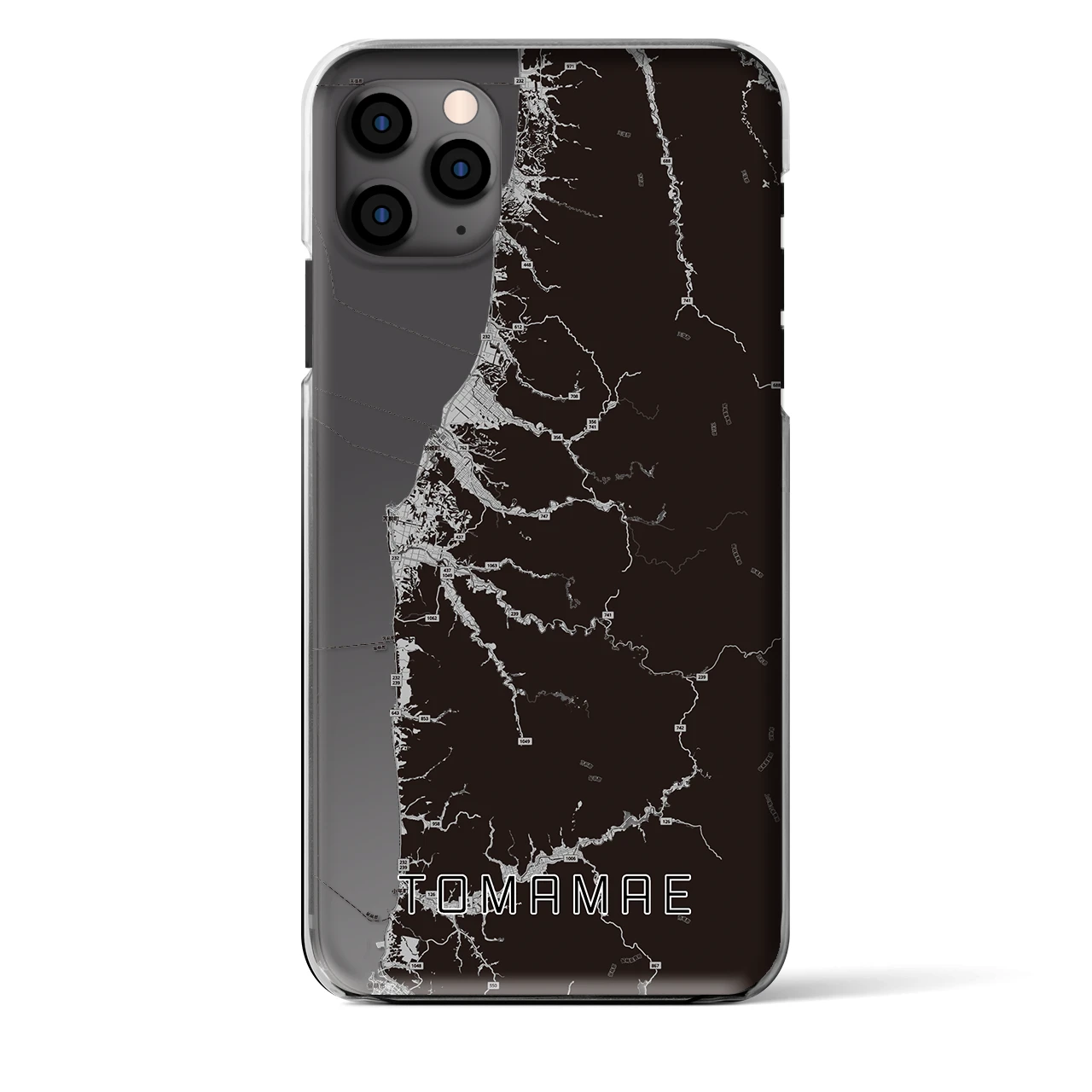 【苫前(北海道)】地図柄iPhoneケース(クリアタイプ)モノトーン・iPhone 11 Pro Max 用