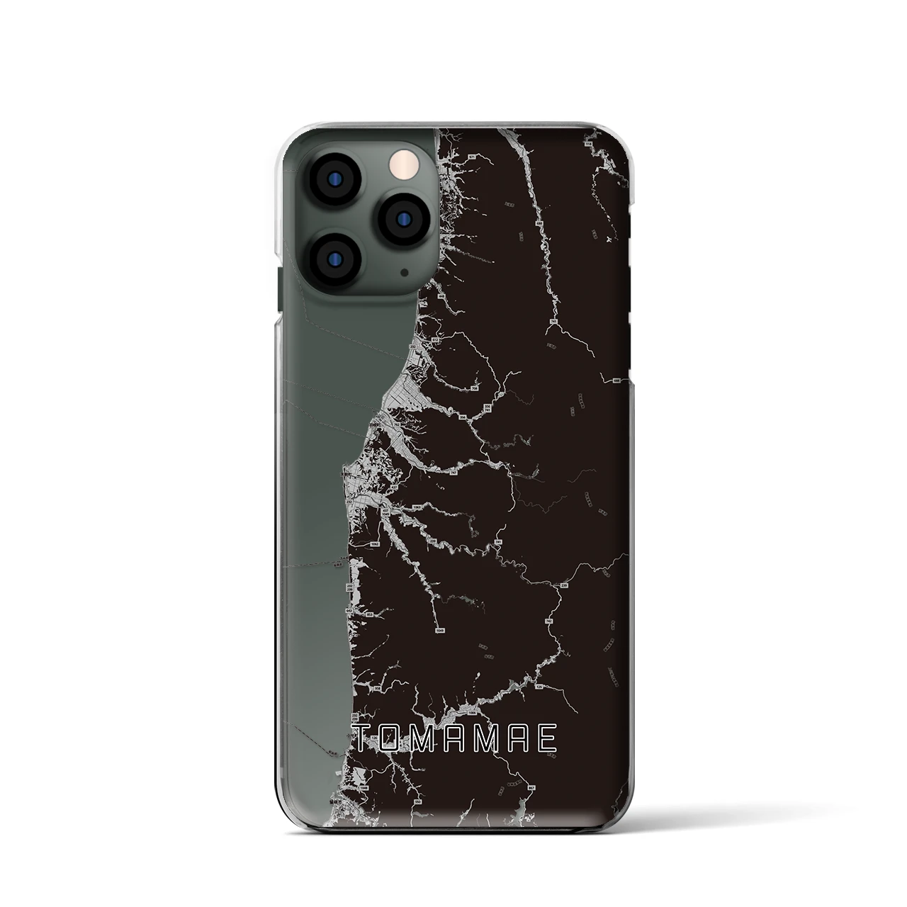 【苫前(北海道)】地図柄iPhoneケース(クリアタイプ)モノトーン・iPhone 11 Pro 用