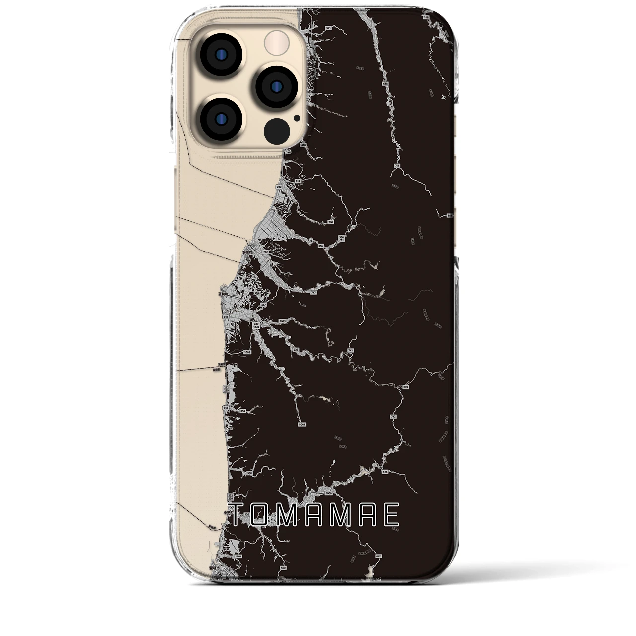 【苫前(北海道)】地図柄iPhoneケース(クリアタイプ)モノトーン・iPhone 12 Pro Max 用