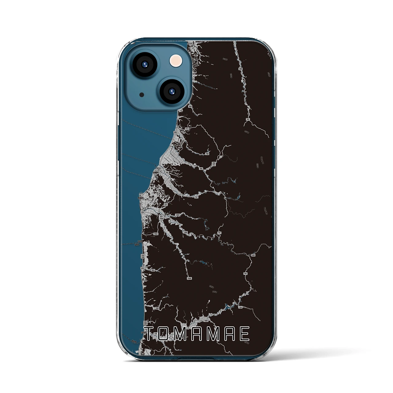 【苫前(北海道)】地図柄iPhoneケース(クリアタイプ)モノトーン・iPhone 13 用