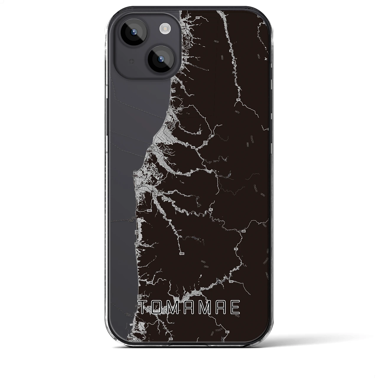 【苫前(北海道)】地図柄iPhoneケース(クリアタイプ)モノトーン・iPhone 14 Plus 用