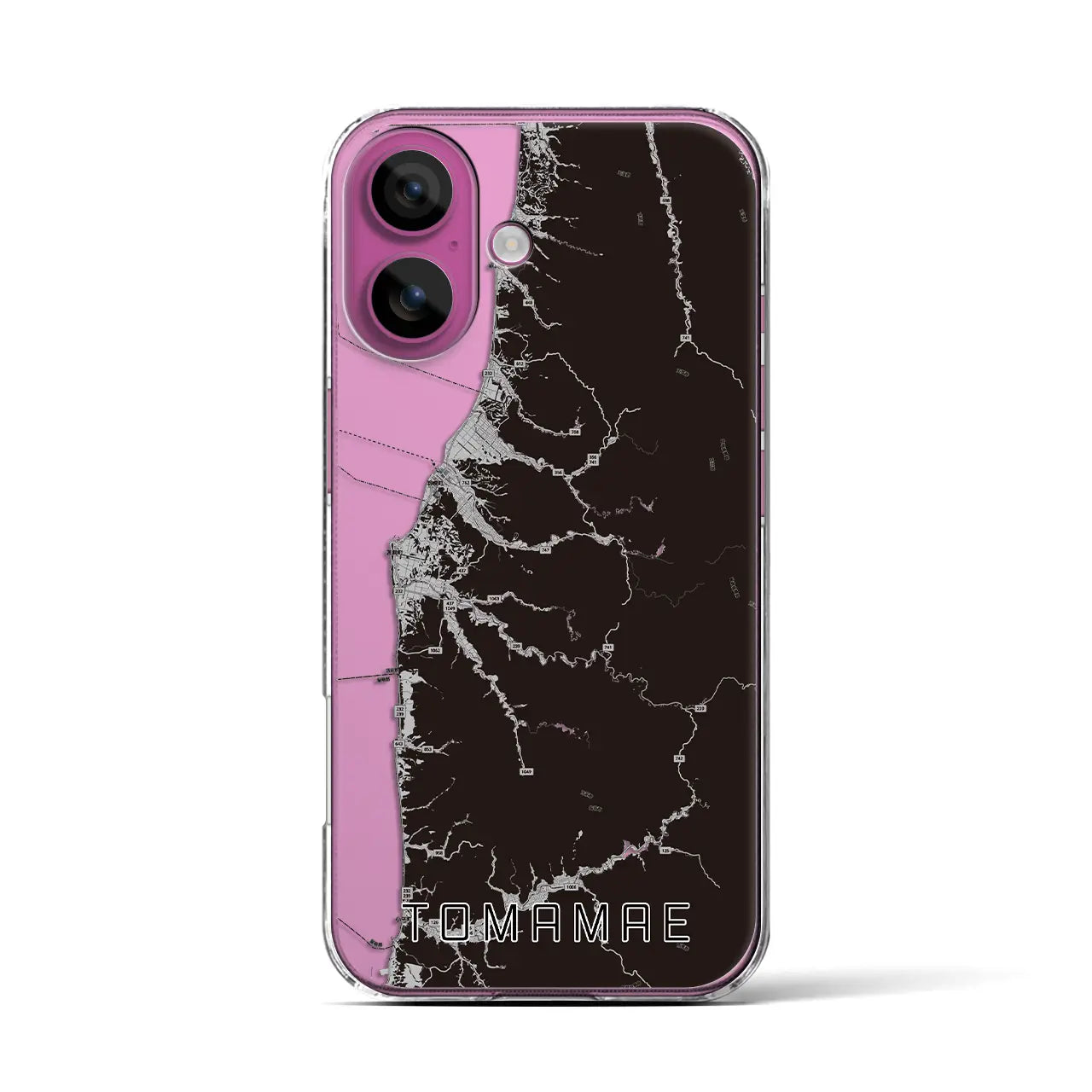 【苫前(北海道)】地図柄iPhoneケース(クリアタイプ)モノトーン・iPhone 16 Pro 用
