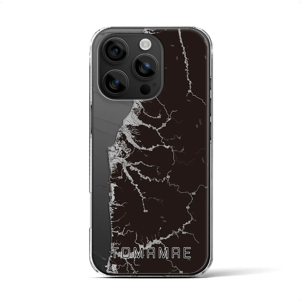 【苫前(北海道)】地図柄iPhoneケース(クリアタイプ)モノトーン・iPhone 16 用