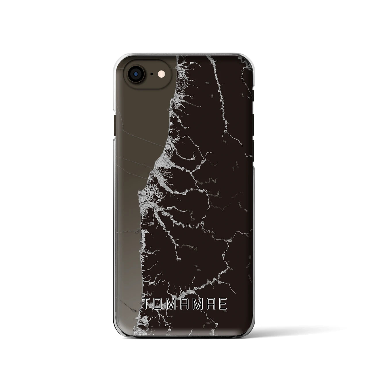 【苫前(北海道)】地図柄iPhoneケース(クリアタイプ)モノトーン・iPhone SE(第3 / 第2世代) / 8 / 7 / 6s / 6 用