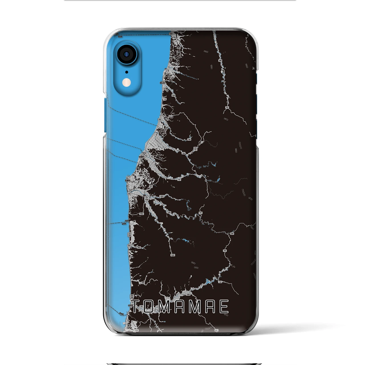 【苫前(北海道)】地図柄iPhoneケース(クリアタイプ)モノトーン・iPhone XR 用