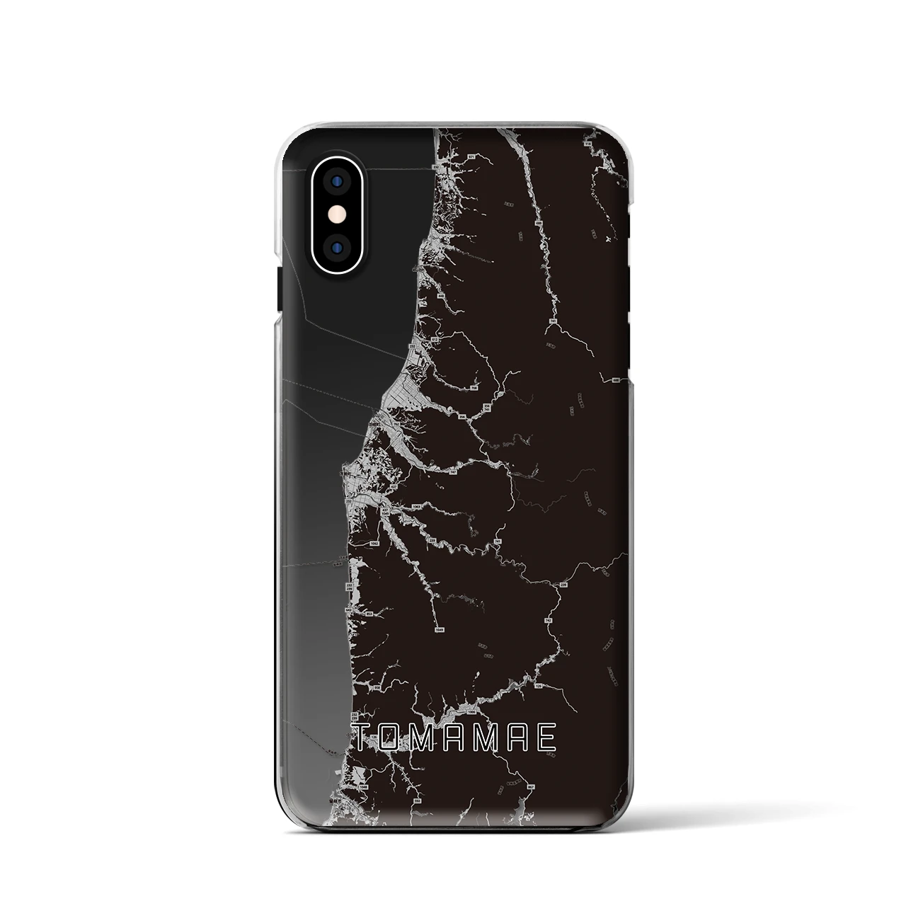 【苫前(北海道)】地図柄iPhoneケース(クリアタイプ)モノトーン・iPhone XS / X 用