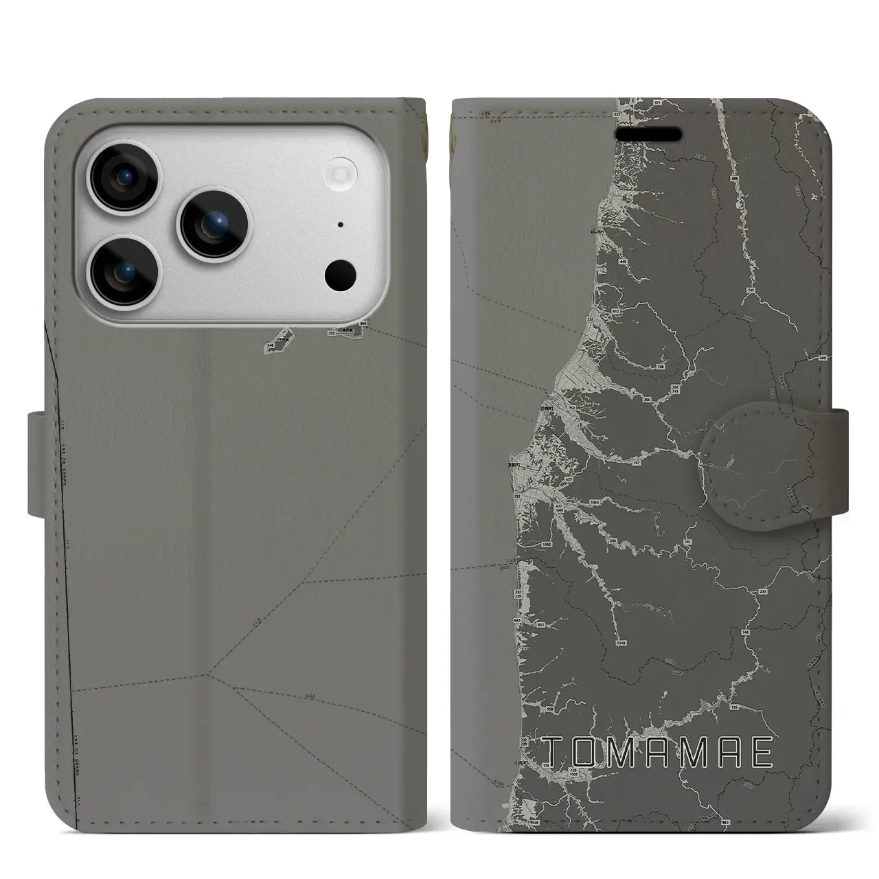 【苫前(北海道)】地図柄iPhoneケース(手帳タイプ)