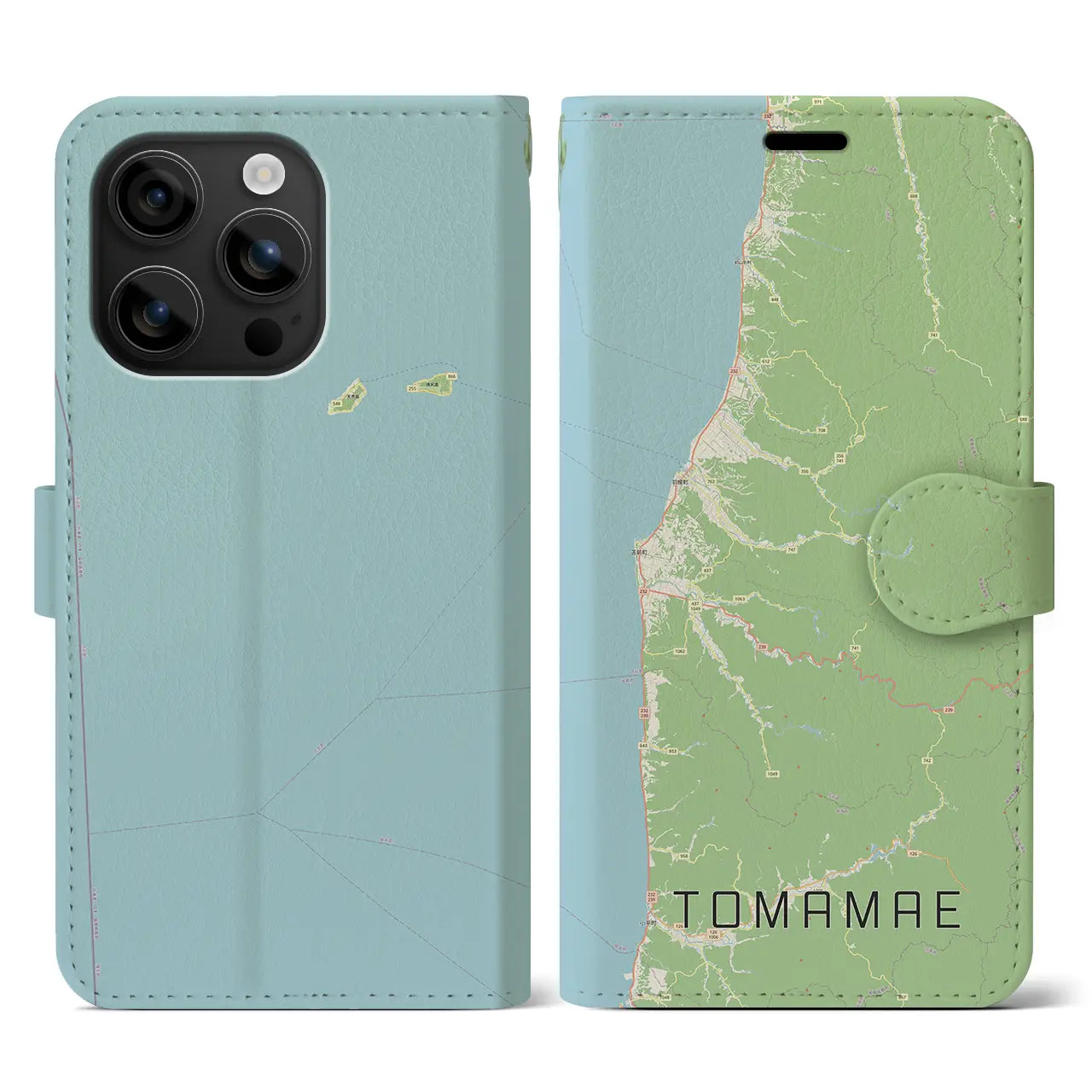 【苫前(北海道)】地図柄iPhoneケース(手帳タイプ)ナチュラル・iPhone 16 用