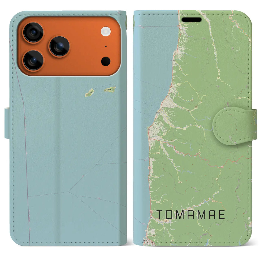 【苫前(北海道)】地図柄iPhoneケース(手帳タイプ)ナチュラル・iPhone 17 Pro Max 用