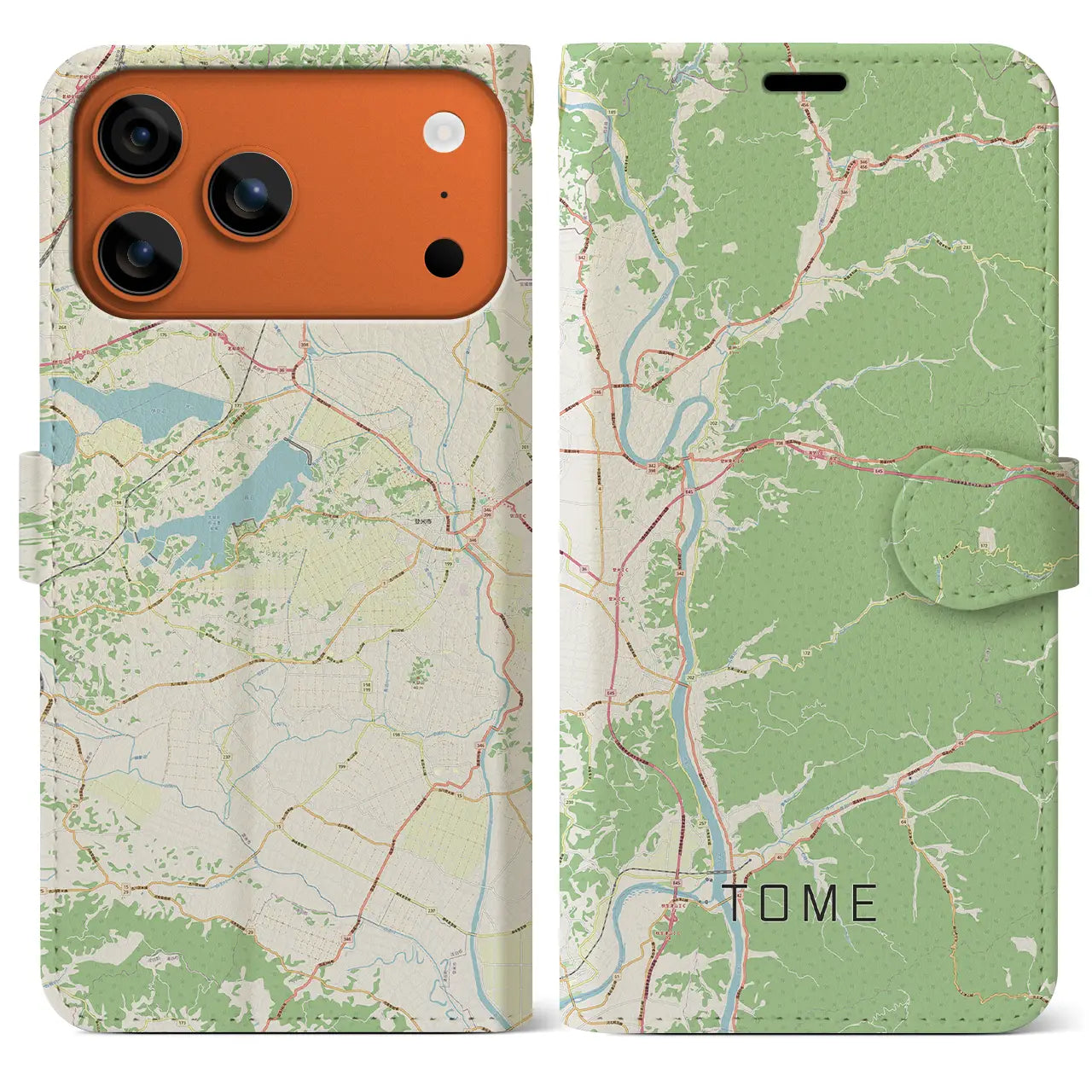 【登米(宮城県)】地図柄iPhoneケース(手帳タイプ)