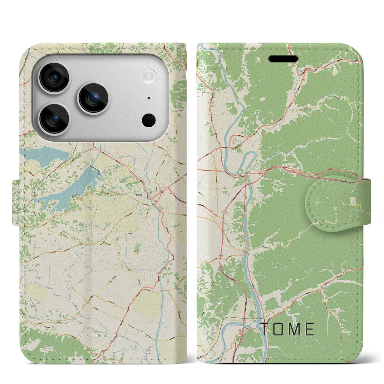 【登米(宮城県)】地図柄iPhoneケース(手帳タイプ)