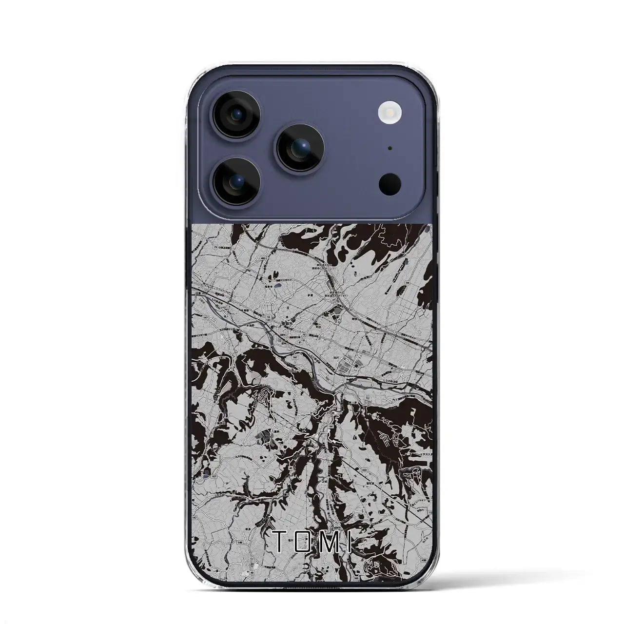 【東御(長野県)】地図柄iPhoneケース(クリアタイプ)モノトーン・iPhone 17 Pro Max 用